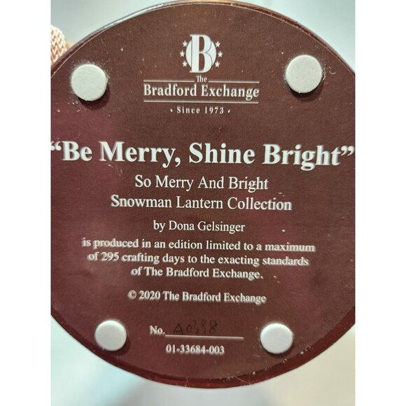Bradford Exchange Be Merry Shine Bright Snowman Lantern11" Dona Gelsinger - Picture 14 of 16